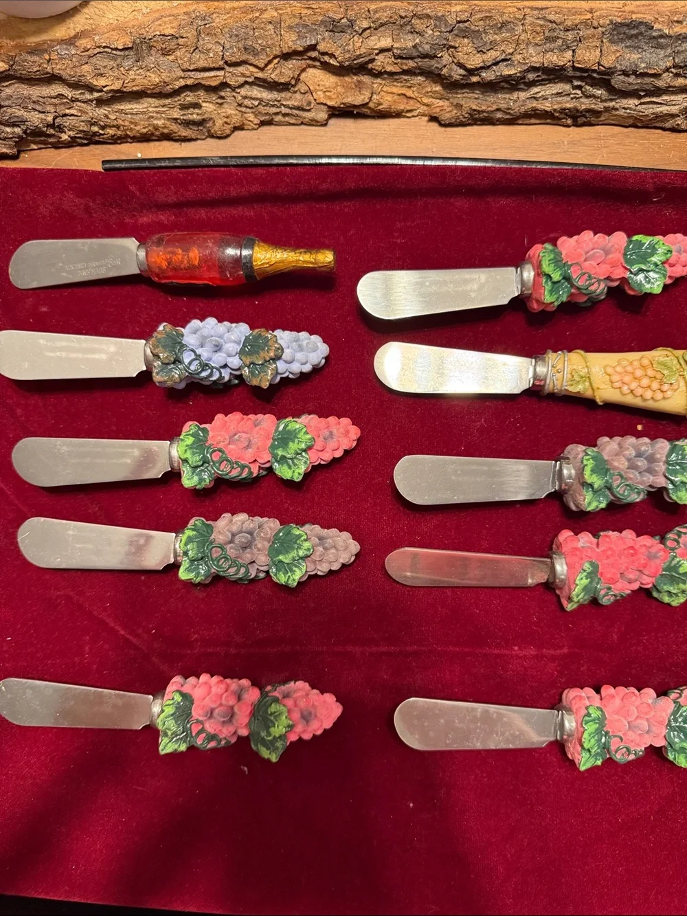 Grapes wine bottle cheese spreaders Ceramic Handle Spreaders - Set of 10